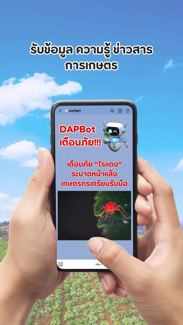 เกษตรกรกดไลก์ ! นักวิจัยส่ง “DAPBot” แพลตฟอร์มช่วยปราบศัตรูพืชผ่านไลน์ คู่คิดติดปลายนิ้วคนเกษตร